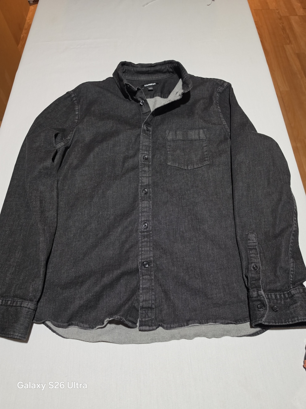 Express Men's Black Long-Sleeve Button-Down Shirt